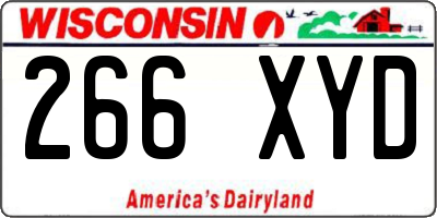 WI license plate 266XYD