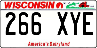WI license plate 266XYE