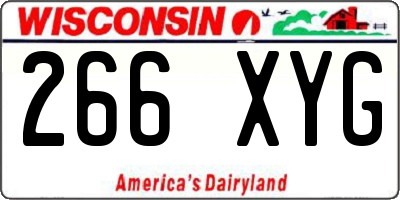 WI license plate 266XYG