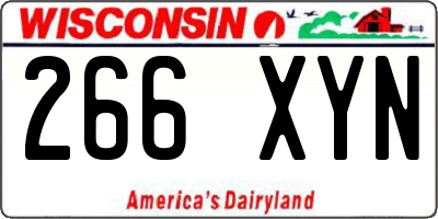 WI license plate 266XYN