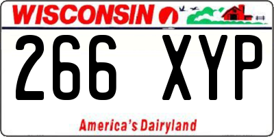 WI license plate 266XYP
