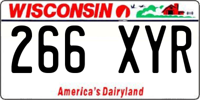 WI license plate 266XYR