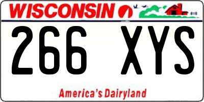 WI license plate 266XYS