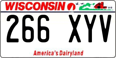 WI license plate 266XYV