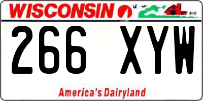 WI license plate 266XYW