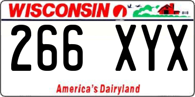 WI license plate 266XYX
