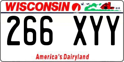 WI license plate 266XYY