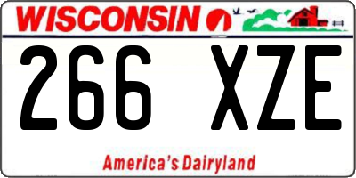 WI license plate 266XZE