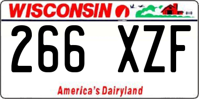 WI license plate 266XZF