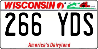 WI license plate 266YDS