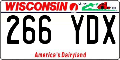 WI license plate 266YDX