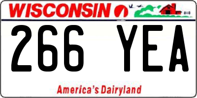 WI license plate 266YEA