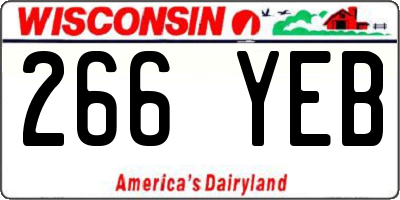WI license plate 266YEB