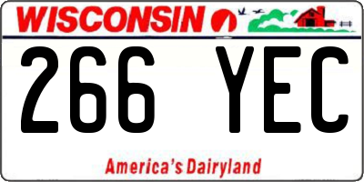 WI license plate 266YEC