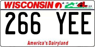 WI license plate 266YEE