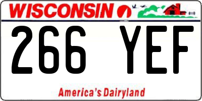 WI license plate 266YEF