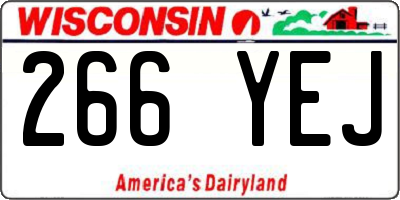 WI license plate 266YEJ