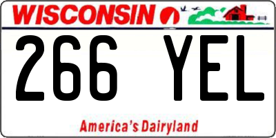 WI license plate 266YEL