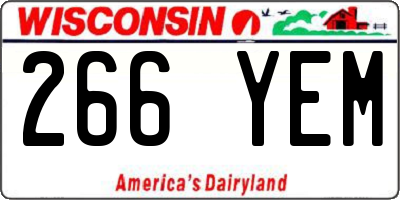 WI license plate 266YEM