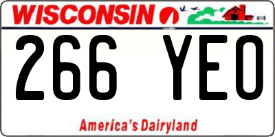 WI license plate 266YEO