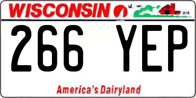 WI license plate 266YEP