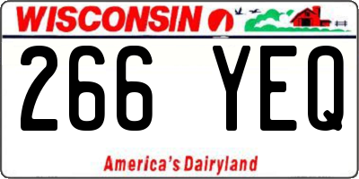 WI license plate 266YEQ