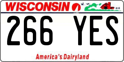 WI license plate 266YES