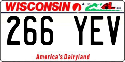 WI license plate 266YEV