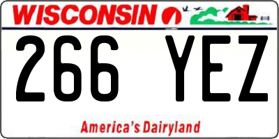 WI license plate 266YEZ
