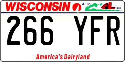 WI license plate 266YFR