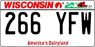WI license plate 266YFW