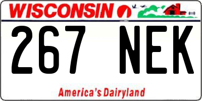 WI license plate 267NEK