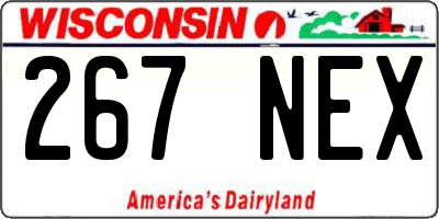 WI license plate 267NEX