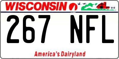WI license plate 267NFL