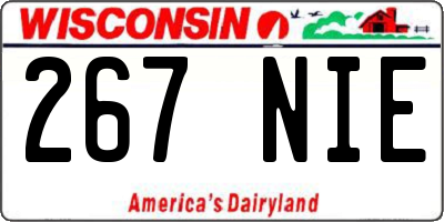 WI license plate 267NIE