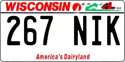WI license plate 267NIK