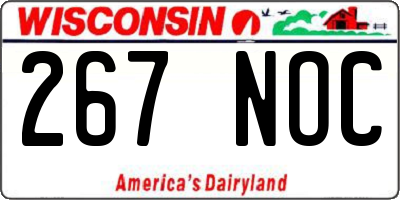 WI license plate 267NOC