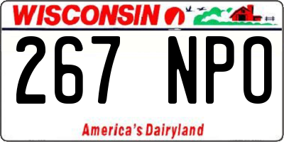 WI license plate 267NPO