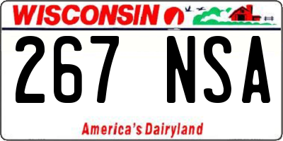 WI license plate 267NSA