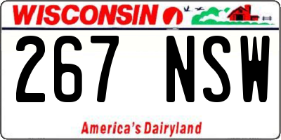 WI license plate 267NSW