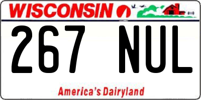 WI license plate 267NUL