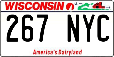 WI license plate 267NYC