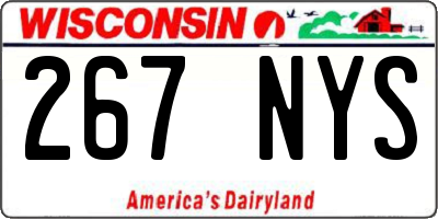 WI license plate 267NYS