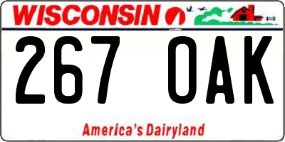 WI license plate 267OAK
