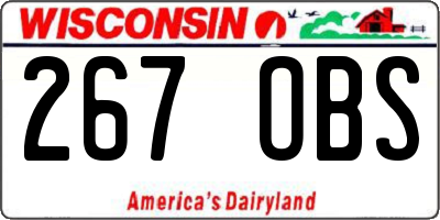WI license plate 267OBS