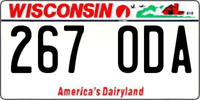WI license plate 267ODA