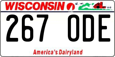 WI license plate 267ODE