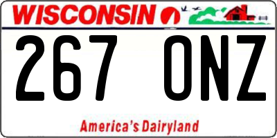 WI license plate 267ONZ