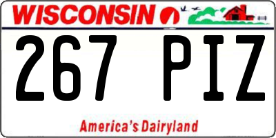 WI license plate 267PIZ
