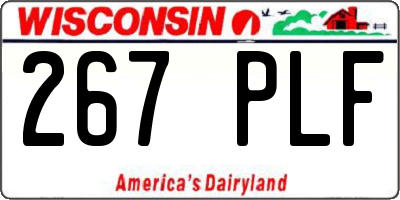 WI license plate 267PLF